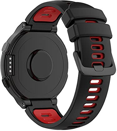 Yoobuu Silikon Armband Kompatibel mit Garmin Forerunner220/230/235/620/630/735, Approach S20/S5/S6 Sport Ersatzband (Schwarz/rot)