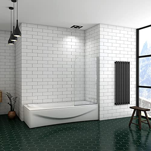 Ducha Casa 140x75cm Mampara de bañera abatible, Aluminio mate, Cristal 4mm templado