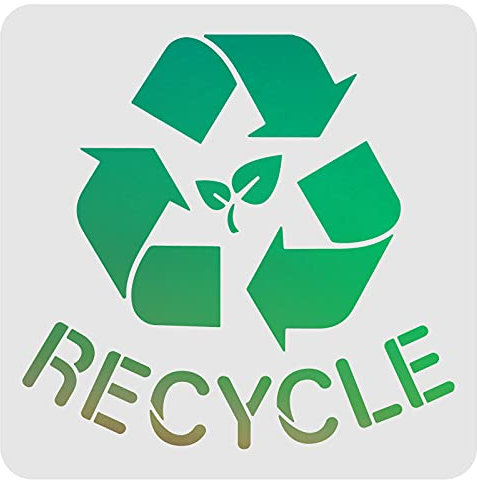FINGERINSPIRE Recycling-Logo-Schablone, 30 x 30 cm, Recycling-Schablone mit Text, wiederverwendbarer Kunststoff, Recycling-Schablone mit Blattmuster, DIY, Wiederverwendung, Logo-Schablone zum Malen