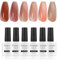 Vnicesli UV Nagellack Rosa Nudefarben Braun Gel Set, 6 Farben Gel Nagellack Natur Shellac für Gelnägel DIY Nail Art Kit für Modetrends Nagelstudio DIY Home