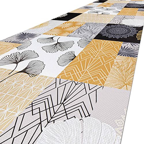ANRO Küchenteppich Küchenläufer rutschfest & waschbar Teppich Küche Läufer Teppichläufer Bodenmatte für Küche Flur Gold Abwaschbar 300 x 48cm