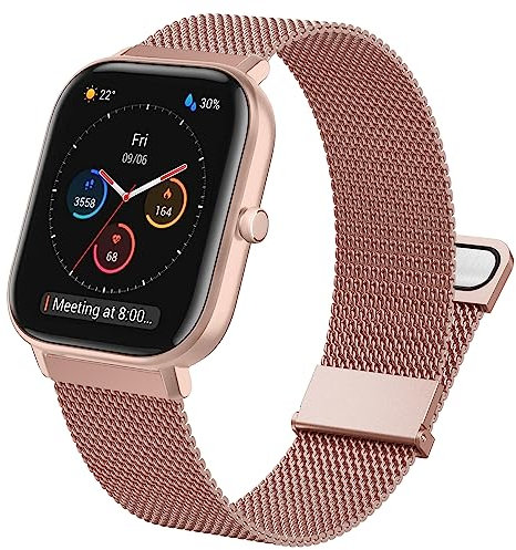 Kompatibel mit Amazfit GTS 2 Mini Armband, 20mm Mesh Geschäft Metall Uhrenarmband für Amazfit GTS/GTS 2/2e/GTS 3/GTS 4/GTS 4 Mini/GTR Mini/Amazfit Active/Amazfit Bip/Bip U/Bip U Pro/Bip 3/Bip 3 Pro