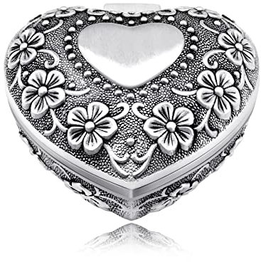 Uloveido Antike Metall Schmuckschatulle, Vintage Ring Halskette Schmuck Schmuck Display Aufbewahrungsbox Fall für Frauen (Herzform)