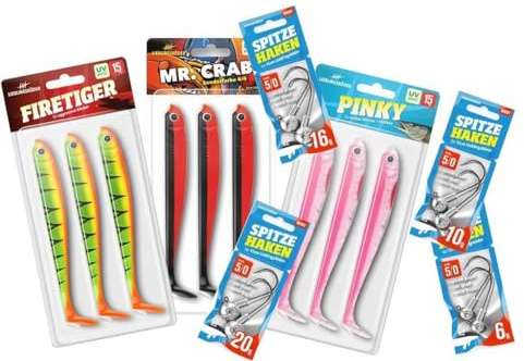Raubfisch Store - Lieblingsköder Räuberset 15 cm trübes Wasser - Kombi-Set: 15 cm Köder incl. Jigköpfe