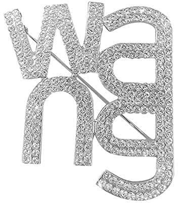 Retro Strass Wang Buchstaben Brosche Kleidung Corsage Luxus Schal Anstecknadel Vintage Einfache Strass Wang Ohrstecker Schmuck