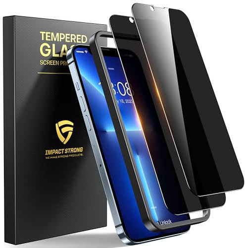 ImpactStrong Privacy Glass Screen Protector for iPhone 14 Plus/iPhone 13 Pro Max [6.7 Inch] Anti-Scratch Tempered Glass Screen Protectors with [Easy Install Kit] [9H Hardness], Case Friendly - 2 Pack