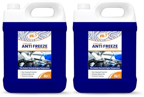 FILO Antifreeze Engine Coolant Blue 10L (2 X 5L) – All-Year Protection for Your Vehicle from Freezing and Overheating - Suitable for All Cars Frost Prevention Trusted Formula for Peak