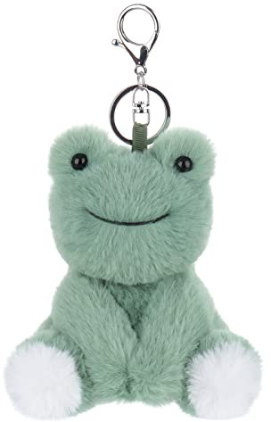 Apricot Lamb Porte-clés en peluche - Grenouille intelligente - 12 cm - Porte-bonheur - Cadeau pour petite amie ou ami - Porte-clés de voiture - Cadeau pour permis de conduire - Pour femmes, filles,