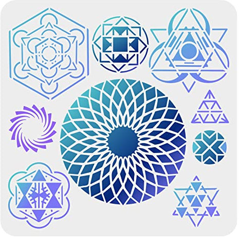 FINGERINSPIRE Kosmos Unendlichkeits Symbole Schablone 30x30cm Heilige Geometrie Malschablonen Kunststoff Array Chakra Muster Schablone Wiederverwendbare Schablonen Für Malerei Home Crafts Decor