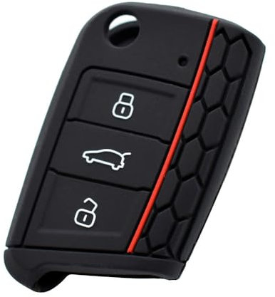 Berfea Cover per chiave remota portachiavi Custodia protettiva in silicone Custodia protettiva per portachiavi Accessori chiave compatibili con VW Volkswagen Polo GOLF 7 Mk7 Tiguan Seat Skoda