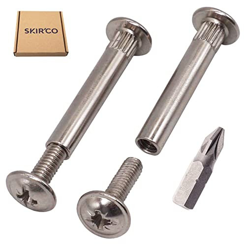 SKIR'CO (10 pièces) boulons de connexion pour meubles M4 x 26-35 mm, boulons de connexion nickelés, vis de connexion pour meubles