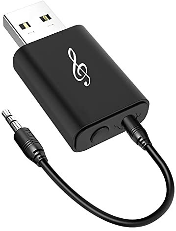 Adaptador receptor de transmisor Bluetooth 5.0, transmisor de audio inalámbrico portátil de 3.5 mm para TV, PC, auriculares, estéreo de coche, cine en casa, USB para fuente de alimentación, baja