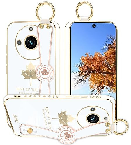 Kainevy Funda Realme 11 Pro Plus 5G con cordón de silicona suave antigolpes Slim protección funda Realme 11 Pro Plus 5G funda con anillo resistente bonito simple caso para mujeres y niñas (blanco)