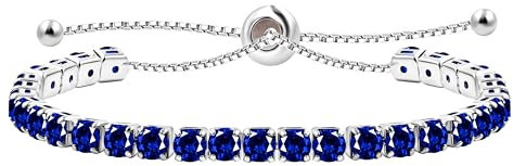 Uloveido Classic Blue Cubic Zirconia Stone Tennis Bracelet for Women | Adjustable Slider Bracelet Y4043