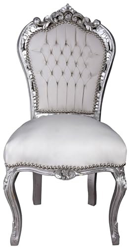 Stuhl Posterstuhl Esszimmerstuhl Antik 106cm x 54cm x 54cm Silber cat530e51 Palazzo Exklusiv