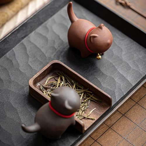 Daconovo Braunes Niedliches Katzen-Teeservice Ornament Aus Keramik für die Dekoration zu Hause, Tee-Kunst-Dekoration Katzen-Teegeschirr
