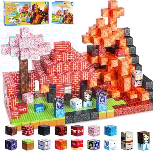 SLDALES Magnetische Bausteine Spielzeug,Kreative Building Blocks Kit für Jungen und Mädchen,Magnete Spielzeug Geschenke für 3 4 5 6 7 8+ Jahre Kinder