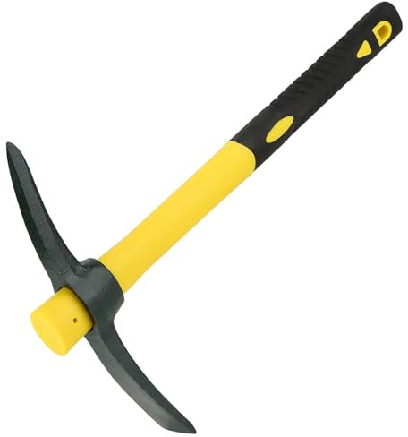 SEUICYNE 1 Stück Robust Spitzhacke Kreuzhacke Gartenhacke mit Stahl Geschmiedetem Kopf und 38cm Kunststoffbeschichteter Fiberglas-Griff Flachhacke für Camping Prospektion Jagd Gartenarbeit