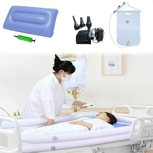 BTOIASYHF Medizinisches Aufblasbares Badewannenduschesystem, Erwachsene Tragbare PVC-Badewanne Mit Wasserbeutel, Nachtdusche-Kit, Ältere Und Behinderte Menschen, Die Duschen Im Bett Nehmen
