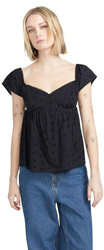 Volcom Damen Part Time Luver Cap Sleeve Top, Schwarz, Groß