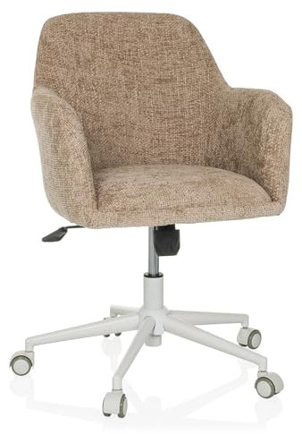 hjh LIVING Homeoffice Stuhl gepolstert SOLAO Home Schreibtischstuhl Drehstuhl höhenverstellbar, Wippfunktion, Stoff Beige