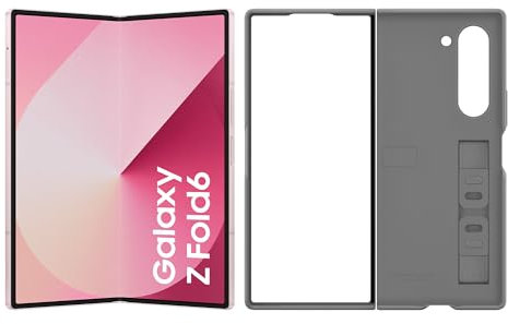 Samsung Galaxy Z Fold6 AI-Smartphone, Simlockfreies Handy ohne Vertrag, 256 GB Speicher, 50-MP-Kamera, Großes Display, Lange Akkulaufzeit, Pink+Silicone Case, Gray