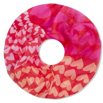 irisaa Damen Schal, Loop Schlauchschal leichter mit Herz Muster, Halstuch Rundschal Loopschal für Frühling Herbst Ganzjährig, Schals Farbe 2019:Fuchsia