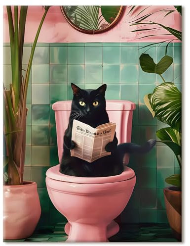 77iiAii Malen Nach Zahlen Erwachsene - 40x50 cm Leinwand Lustiges Katze auf Toilette, Paint by Numbers Adult Tiere Handgemalt Ölgemälde Kit Mit 3 - Pinseln und Acrylfarbe, Als Geschenk und Wanddeko