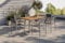 Villana Garten-Essgruppe, schwarz/grau, Alu/Eukalyptus, Tisch 150/200 x 90 cm, 6 Stapelstühle, ausziehbar, robust, witterungsbeständig