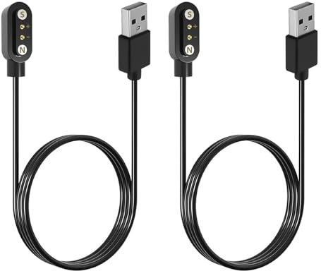 2 Pezzi Caricabatterie Smartwatch Universale USB per Smartwatch 2 Pin 4 mm, Cavo Ricarica Magnetico Smart watch Ricarica Rapida e Sicura con Protezione Sovratensione, Accessori per Orologio