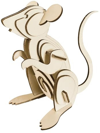 Pebaro 852/3L Holzbausatz Maus Lasercut, 3D Puzzle, Holzpuzzle