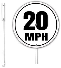 Horienteeon Panneau de limitation de vitesse de 20 km/h avec piquet pour allée de circulation routière - Plaque en aluminium robuste antirouille pour décoration de jardin - Facile à installer - Rond