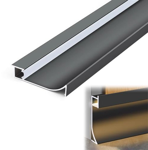 Blazea Veletta LED Soffitto Profilo in Alluminio con Canale LED Incorporato, Sistema di Illuminazione a LED per Battiscopa, Profilo Decorativo per Battiscopa(Gray,1.5m (4.9ft))