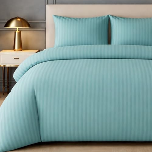 Lazzaro Satin Stripe Single Duvet Cover Set - Premium Hotel Quality Quilt Cover Single Bedding Set 2 Pcs - Ultra Soft Hypoallergenic Duvet Cover Single With Zipper Closure