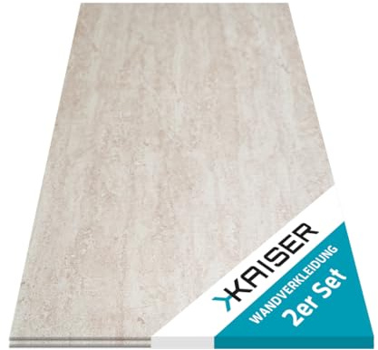 Kaiser Wandverkleidung 120 x 60 cm - Wandpaneel in Marmoroptik braun - wasserfest, leicht, selbstmontage - 2 Stück