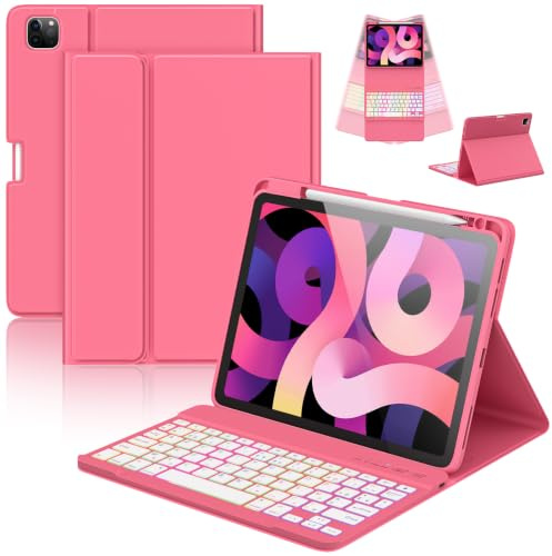 CC Store Coque Clavier pour iPad Air 11 M4 2026/M3 2025/M2 2024, Air 5/4 | Coque Clavier iPad Pro 11 4/3/2/1, Rétroéclairé 7 Couleurs Bluetooth Magnétique Détachable Clavier avec Fente pour Stylo