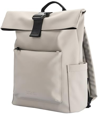 Tucano, Gommo Rolltop Laptop-Rucksack für MacBook Pro 13 und Laptop 14 aus Gummiertem Material, Arbeitsrucksack für Herren und Damen mit Rollverschluss, Gepolsterter Tasche und Trolley-Band, Grau