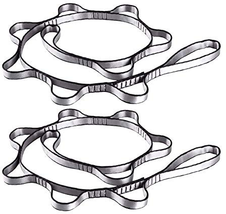 GDRAVEN 2 Starker Daisy Chain, Gurt verstellbar Gurt Seil für Yoga, Jagd Camping Outdoor Sport Starker Klettern, Rot/Grau (Grau)