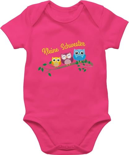 Shirtracer Baby Body Junge Mädchen - Geschwister Bruder und - kleine Schwester Eulen - 1/3 Monate - Fuchsia - outfit geschwisteroutfit sister bodys geschwisteroutfitset schwestern babysachen