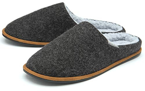 Dunlop Mens Slippers Slip On Mule Comfy Fur Lined Felt Memory Foam Machine Washable Sizes 7-12