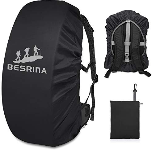 Besrina Backpack Rain Cover (15-90L),Upgraded Non-Slip Cross Buckle Strap & Reflective Waterproof Rucksack Cover for Hiking Camping Traveling Cycling