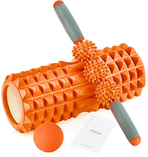 HBselect 3 En 1 Rouleau Mousse Rouleau de Massage Rouleau en Mousse Parfait Pour Gym et Yoga,Rouleau en Mousse pour Massage Profond des Tissus Musculaires pour Les Jambes du Dos,Orange