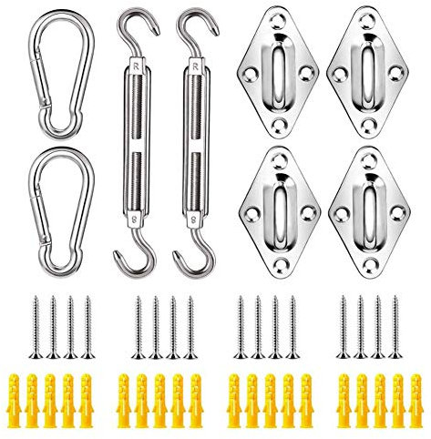 GEBIN Voile D'ombrage Rectangulaire/Triangulaire De 18 Tailles,Toile Ombrage,Résistant Aux Intempéries, Durable,Rayons UV, Parfait pour La Cour De Jardin en Plein Air. (M8,Kit de Fixation)