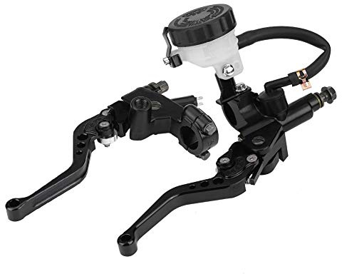 Universal Motorcycle Brake Clutch Master Cylinder Set, 1 Pair 22mm (7/8) Handlebar Lever with Reservoir CNC Aluminium Black