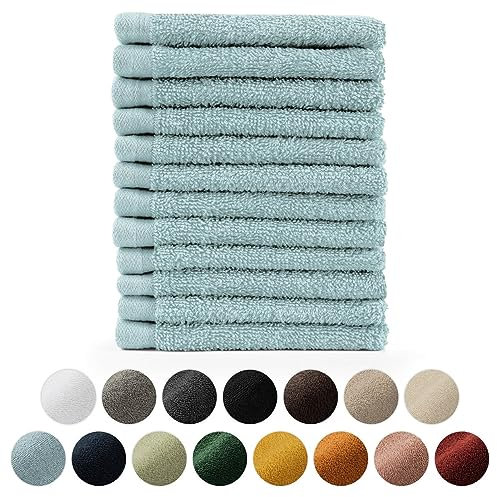 Blumtal Premium Frottier Gästehandtücher Set 12 teilig 100% Baumwolle - Oeko-TEX zertifiziertes Gästehandtuch 12x (30x30 cm) - Ultra saugstarkes Gästetücher Set waschbar °60 - Handtücher Hellblau