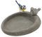 Vogeltränke Futterstelle Garten - für Vögel - Vogelbad Futterschale Vogelbecken aus Zement - oval - mit 1 Deko Vogel-Figuren