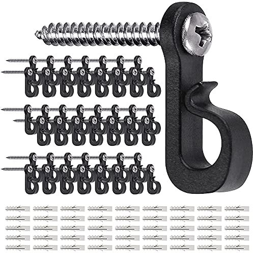 SELEWARE Q Hanger Hooks for Outdoor String Lights, Christmas Light Hooks with Screw, Indoor Outdoor Light Hook Clips for Hanging String Lights Fairy Lights Patio Light, 45 Pcs