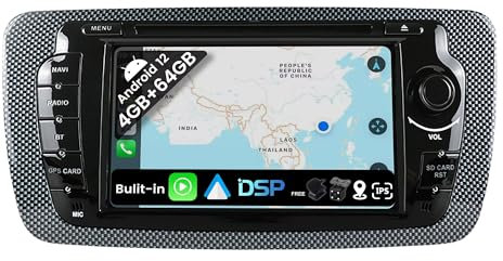JOYX Android 12 Autoradio Passt für Seat Ibiza (2009-2013) - 4G+64G - Eingebaut DSP/Carplay/Android Auto - Kamera MIC KOSTENLOS - 7 Zoll 2 Din - Lenkradsteuerung 4G WiFi BT DAB Fast-Boot 360-Kamera