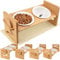 Gamelle Chat Surélevée,Ceramique Gamelle Surelevee pour Chats et Petits Chiens, Bois Réglable avec 2 Bols en céramique et Tapis antidérapants
