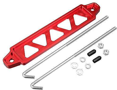 X AUTOHAUX 220mm Car Battery Hold Down Mount Bracket Set Red 5 Holes 8Bolt | 220mm, 5 Holes 8 Inch Bolt